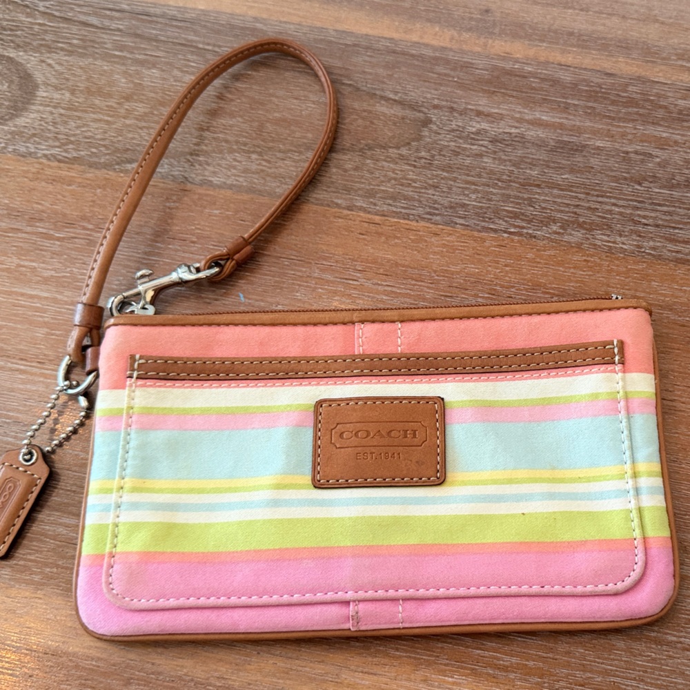 Coach Multicolor Striped Wristlet